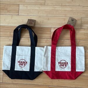 2x Trader Joe's Canvas Mini Tote Bags